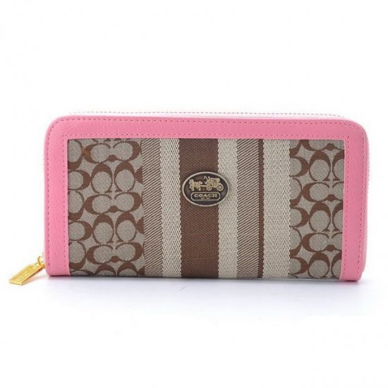Coach Legacy Accordion Zip In Signature Large Pink Khaki Wallets EGQ | Coach Outlet Canada - Click Image to Close